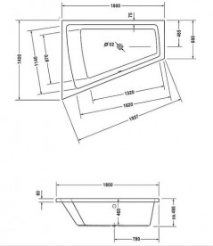 Ванна акрилова Duravit Paiova 180х140 см асиметрична білий 700216000000000