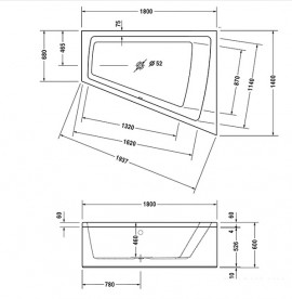Ванна акриловая Duravit Paiova Combi-Sistem E гидромассажная 180х140 см белый 760216000CE1000