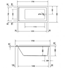Ванна акрилова Duravit Starck tubs & showers 170х90 см прямокутна білий 700337000000000