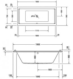 Ванна акрилова Duravit Starck tubs & showers 190х90 см прямокутна білий 700340000000000