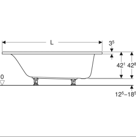Ванна акриловая Geberit Selnova 140х70 см пристенная белый 554.280.01.1