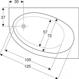 Ванна акриловая Geberit Selnova 140x100 выпуск слева с ножками белый 554.271.01.1