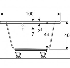 Ванна акриловая Geberit Selnova 150x100 выпуск справа с ножками белый 554.272.01.1