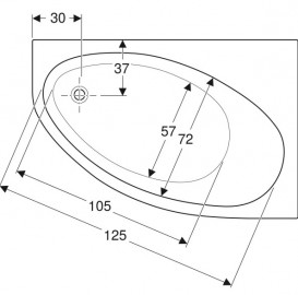 Ванна акриловая Geberit Selnova 150x100 выпуск слева с ножками белый 554.273.01.1
