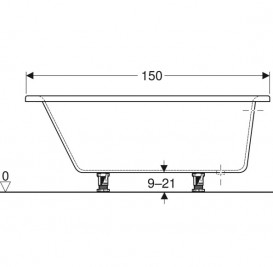 Ванна акриловая Geberit Selnova 150x100 выпуск слева с ножками белый 554.273.01.1