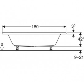 Ванна акрилова Geberit Selnova Duo прямокутна 180x80 з ніжками білий 554.289.01.1
