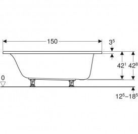Ванна акрилова Geberit Selnova прямокутна 150x70 з ніжками білий 554.281.01.1