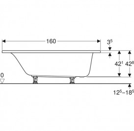 Ванна акриловая Geberit Selnova прямоугольная 160x75 с ножками белый 554.283.01.1