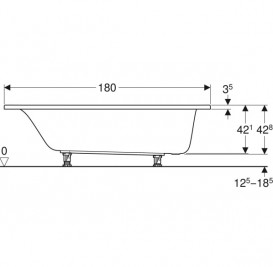 Ванна акриловая Geberit Selnova прямоугольная 180x80 с ножками белый 554.286.01.1