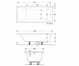Ванна акриловая Geberit Selnova Square 180х80 см с ножками белый 554.386.01.1