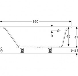 Ванна акрилова Geberit Selnova Square 160x100 випуск зліва з ніжками білий 554.290.01.1