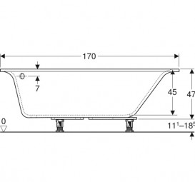 Ванна акрилова Geberit Selnova Square 170x105 випуск зліва з ніжками білий 554.291.01.1