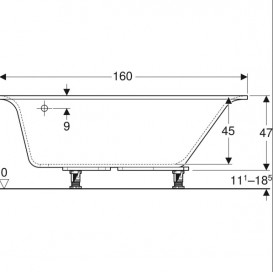 Ванна акриловая Geberit Selnova Square 160x100 выпуск справа с ножками белый 554.292.01.1