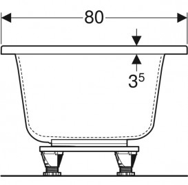 Ванна акриловая Geberit Selnova Square Duo прямоугольная 180x80 с ножками белый 554.387.01.1