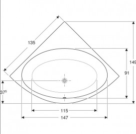 Ванна акриловая Geberit Selnova угловая 135x135 с ножками белый 554.287.01.1