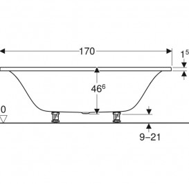 Ванна акрилова Geberit Tawa Slim rim Duo 170х75 з ніжками білий 554.123.01.1