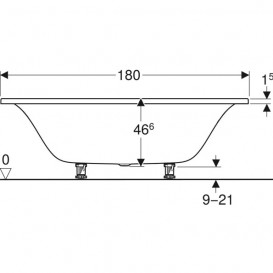 Ванна акрилова Geberit Tawa Slim rim Duo 180х80 з ніжками білий 554.124.01.1