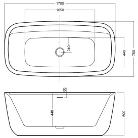 Ванна акрилова Hatria ВТ 03 170x78 см з інсталяцією білий глянцевий 00Y8AH01