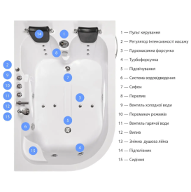 Ванна акриловая Iris 180х120 см с гидромассажем левосторонняя белый TLP-631L new