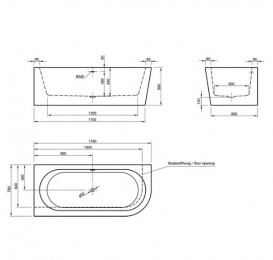 Ванна акриловая Knief Fresh Left 180x80 см с круглым переливом белый глянцевый 0100033+010009106