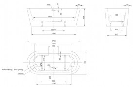 Ванна акриловая Knief Hot 180x80 см с щелевым переливом белый матовый 0100272WM+010009106S