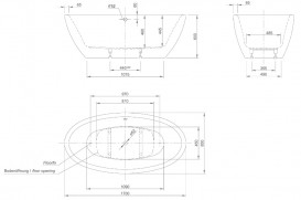 Ванна акриловая Knief Loom XS 170x85 см с щелевым переливом белый глянцевый 0100258+010009106S