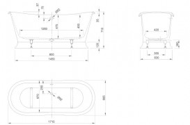Ванна акриловая Knief Princess I 170x70 см с щелевым переливом белый глянцевый 010008101+010009104