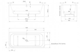 Ванна акрилова Knief Pure Left 180x80 см з щілинним переливом білий глянцевий 0100247+010009106S
