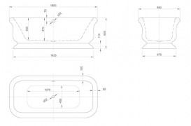 Ванна акриловая Knief Retro 180x85 см с круглым переливом белый глянцевый 0100090+010009106