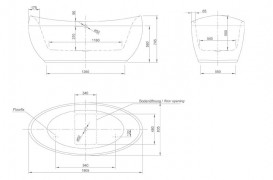 Ванна акриловая Knief Venice 180,5x83,5 см с щелевым переливом белый глянцевый 0100283+010009106S