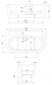 Ванна акрилова Knief Wall 180x80 см пристінна білий 0100-277