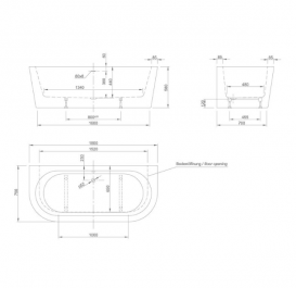 Ванна акрилова Knief Wall 180x80 см з щілинним переливом білий глянцевий 0100277+010009106S