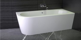 Ванна акрилова Knief Wall Corner L 180x80 см з круглим переливом білий глянцевий 0100077L+010009106