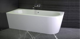 Ванна акриловая Knief Wall Corner R 180x80 см с круглым переливом белый глянцевый 0100077R06+01000910