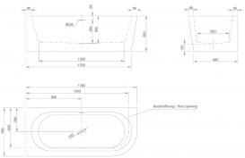 Ванна акриловая Knief Wall Corner R 180x80 см с щелевым переливом белый глянцевый 0100277CR+010009106S
