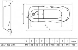 Ванна акрилова Koller Pool Delfi 170x70 см прямокутна DELFI170X70