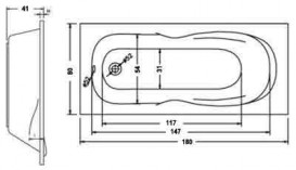 Ванна акриловая Koller Pool Delfi 180x80 см прямоугольная DELFI180X80