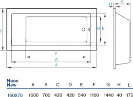 Ванна акрилова Koller Pool Neon new 160x70 см прямокутна NEONNEW160X70