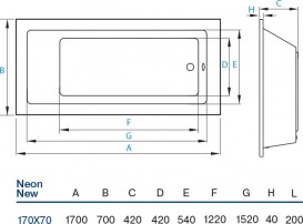 Ванна акрилова Koller Pool Neon new 170x70 см прямокутна NEONNEW170X70