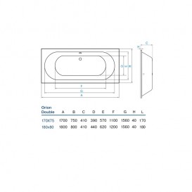 Ванна акрилова Koller Pool Orion Double 170х75 см прямокутна білий ORIOND170X75