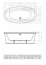 Ванна акрилова Koller Pool Round 180x90 см овальна ROUND180X90