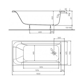 Ванна акриловая Kolo Rekord 150х70 см без ножек белый XWP3650000N