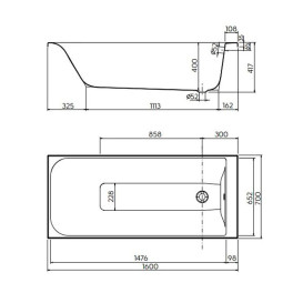 Ванна акриловая Kolo Rekord 160х70 см без ножек белый XWP3660000N
