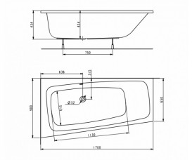 Ванна акриловая Kolo Split асимметричная левая 170х90 см белый XWA1671000