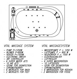 Ванна акриловая Kolpa San Adam & Eva 195х125 см/О с массажной системой VITAL и панелью белый 576690