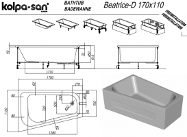 Ванна акриловая Kolpa San Beatrice-D 170х110 см/О правая с массажной системой VITAL+MIKRO и панелью белый 527730
