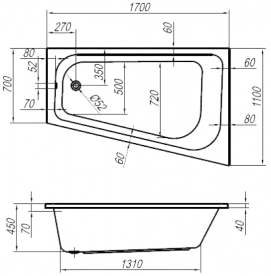 Ванна акриловая Kolpa-san Beatrice-L ассиметричная угловая левая  белый 170х110 см 771043