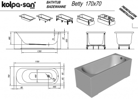 Ванна акрилова Kolpa San Betty 170х70 см прямокутна білий 565380