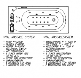 Ванна акриловая Kolpa San Betty 180х80 см/О с массажной системой VITAL+MIKRO и панелью белый 513840