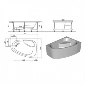 Ванна акриловая Kolpa-san Chad- D 170х120 см ассиметричная угловая левая белый 539568